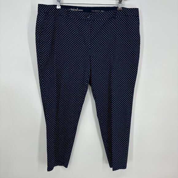 Talbots The Weekend Chino Pants 18WP Polka Dot High Rise Waist Navy Khaki Tan - Picture 1 of 9